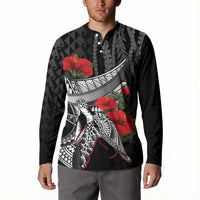 Hawaiian Honu Personalized Button Sweatshirt Black Tribal Hook Pattern LT9 - Polynesian Pride