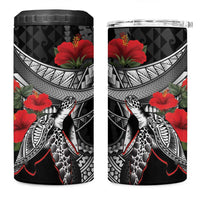 Hawaiian Honu Personalized 4 in 1 Can Cooler Tumbler Black Tribal Hook Pattern LT9 One Size: 16 oz Black - Polynesian Pride