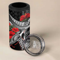 Hawaiian Honu Personalized 4 in 1 Can Cooler Tumbler Black Tribal Hook Pattern LT9 - Polynesian Pride