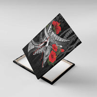 Hawaiian Honu Personalized Canvas Wall Art Black Tribal Hook Pattern LT9 With Frame Black - Polynesian Pride
