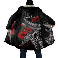 Hawaiian Honu Personalized Cloak Black Tribal Hook Pattern LT9 - Polynesian Pride