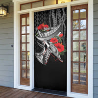 Hawaiian Honu Personalized Door Cover Black Tribal Hook Pattern LT9 - Polynesian Pride