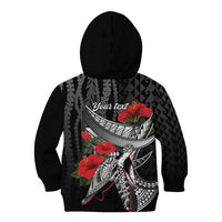 Hawaiian Honu Personalized Kid Hoodie Black Tribal Hook Pattern LT9 - Polynesian Pride