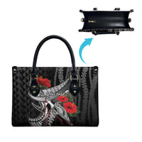 Hawaiian Honu Personalized Leather Bag Black Tribal Hook Pattern LT9 - Polynesian Pride