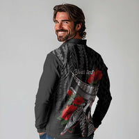Hawaiian Honu Personalized Long Sleeve Polo Shirt Black Tribal Hook Pattern LT9 - Polynesian Pride