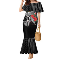 Hawaiian Honu Personalized Mermaid Dress Black Tribal Hook Pattern LT9 Women Black - Polynesian Pride