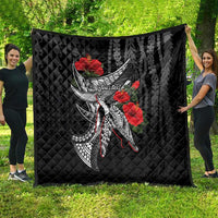 Hawaiian Honu Personalized Quilt Black Tribal Hook Pattern LT9 - Polynesian Pride
