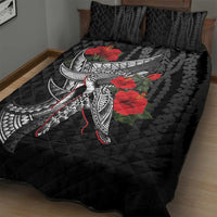 Hawaiian Honu Personalized Quilt Bed Set Black Tribal Hook Pattern LT9 - Polynesian Pride