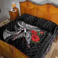 Hawaiian Honu Personalized Quilt Bed Set Black Tribal Hook Pattern LT9 - Polynesian Pride