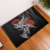 Hawaiian Honu Personalized Rubber Doormat Black Tribal Hook Pattern LT9 - Polynesian Pride