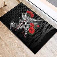 Hawaiian Honu Personalized Rubber Doormat Black Tribal Hook Pattern LT9 - Polynesian Pride