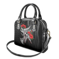 Hawaiian Honu Personalized Shoulder Handbag Black Tribal Hook Pattern LT9 - Polynesian Pride