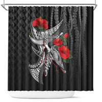 Hawaiian Honu Personalized Shower Curtain Black Tribal Hook Pattern LT9 Black - Polynesian Pride