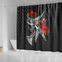 Hawaiian Honu Personalized Shower Curtain Black Tribal Hook Pattern LT9 - Polynesian Pride