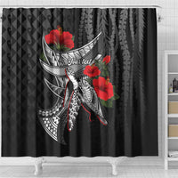 Hawaiian Honu Personalized Shower Curtain Black Tribal Hook Pattern LT9 - Polynesian Pride
