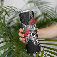 Hawaiian Honu Personalized Skinny Tumbler Black Tribal Hook Pattern LT9 - Polynesian Pride
