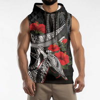 Hawaiian Honu Personalized Sleeveless Hoodie Black Tribal Hook Pattern LT9 - Polynesian Pride