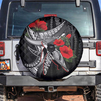 Hawaiian Honu Personalized Spare Tire Cover Black Tribal Hook Pattern LT9 Black - Polynesian Pride