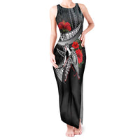 Hawaiian Honu Personalized Tank Maxi Dress Black Tribal Hook Pattern LT9 Women Black - Polynesian Pride