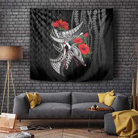 Hawaiian Honu Personalized Tapestry Black Tribal Hook Pattern LT9 Black - Polynesian Pride