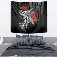 Hawaiian Honu Personalized Tapestry Black Tribal Hook Pattern LT9 - Polynesian Pride