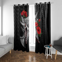 Hawaiian Honu Personalized Window Curtain Black Tribal Hook Pattern LT9 With Grommets Black - Polynesian Pride