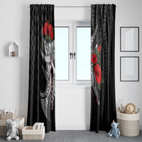 Hawaiian Honu Personalized Window Curtain Black Tribal Hook Pattern LT9 - Polynesian Pride