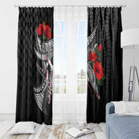 Hawaiian Honu Personalized Window Curtain Black Tribal Hook Pattern LT9 - Polynesian Pride