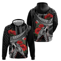 Hawaiian Honu Personalized Zip Hoodie Black Tribal Hook Pattern LT9 - Polynesian Pride