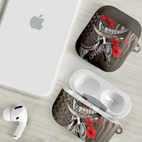 Hawaiian Honu Personalized AirPods Case Mocha Mousse Hibiscus Tribal Hook Pattern LT9 - Polynesian Pride