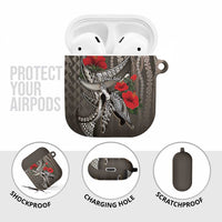 Hawaiian Honu Personalized AirPods Case Mocha Mousse Hibiscus Tribal Hook Pattern LT9 - Polynesian Pride