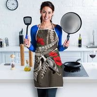 Hawaiian Honu Personalized Apron Mocha Mousse Hibiscus Tribal Hook Pattern LT9 - Polynesian Pride