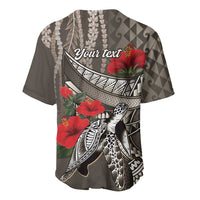 Hawaiian Honu Personalized Baseball Jersey Mocha Mousse Hibiscus Tribal Hook Pattern LT9 - Polynesian Pride