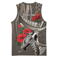 Hawaiian Honu Personalized Basketball Jersey Mocha Mousse Hibiscus Tribal Hook Pattern LT9 - Polynesian Pride
