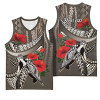 Hawaiian Honu Personalized Basketball Jersey Mocha Mousse Hibiscus Tribal Hook Pattern LT9 - Polynesian Pride