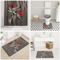 Hawaiian Honu Personalized Bathroom Set Mocha Mousse Hibiscus Tribal Hook Pattern LT9 - Polynesian Pride