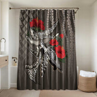 Hawaiian Honu Personalized Bathroom Set Mocha Mousse Hibiscus Tribal Hook Pattern LT9 Shower Curtain Only Mocha - Polynesian Pride