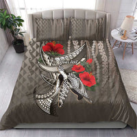 Hawaiian Honu Personalized Bedding Set Mocha Mousse Hibiscus Tribal Hook Pattern LT9 - Polynesian Pride