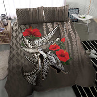 Hawaiian Honu Personalized Bedding Set Mocha Mousse Hibiscus Tribal Hook Pattern LT9 - Polynesian Pride