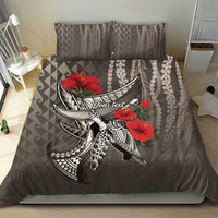 Hawaiian Honu Personalized Bedding Set Mocha Mousse Hibiscus Tribal Hook Pattern LT9 - Polynesian Pride