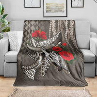 Hawaiian Honu Personalized Blanket Mocha Mousse Hibiscus Tribal Hook Pattern LT9 - Polynesian Pride
