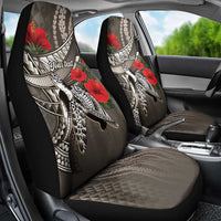 Hawaiian Honu Personalized Car Seat Cover Mocha Mousse Hibiscus Tribal Hook Pattern LT9 - Polynesian Pride