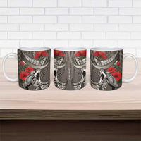 Hawaiian Honu Personalized Ceramic Mug Mocha Mousse Hibiscus Tribal Hook Pattern LT9 - Polynesian Pride