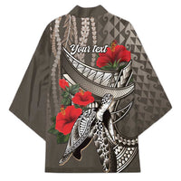 Hawaiian Honu Personalized Kimono Mocha Mousse Hibiscus Tribal Hook Pattern LT9 - Polynesian Pride