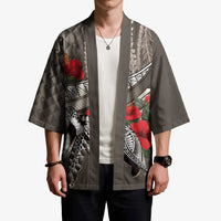 Hawaiian Honu Personalized Kimono Mocha Mousse Hibiscus Tribal Hook Pattern LT9 - Polynesian Pride
