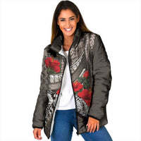 Hawaiian Honu Personalized Padded Jacket Mocha Mousse Hibiscus Tribal Hook Pattern LT9 Women Mocha - Polynesian Pride