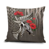 Hawaiian Honu Personalized Pillow Cover Mocha Mousse Hibiscus Tribal Hook Pattern LT9 Mocha - Polynesian Pride