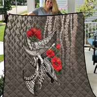 Hawaiian Honu Personalized Quilt Mocha Mousse Hibiscus Tribal Hook Pattern