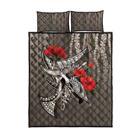 Hawaiian Honu Personalized Quilt Bed Set Mocha Mousse Hibiscus Tribal Hook Pattern LT9 - Polynesian Pride