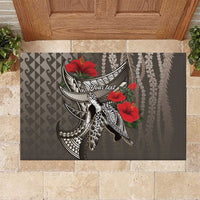 Hawaiian Honu Personalized Rubber Doormat Mocha Mousse Hibiscus Tribal Hook Pattern LT9 Mocha - Polynesian Pride